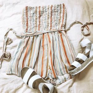 Windsor Striped strapless romper